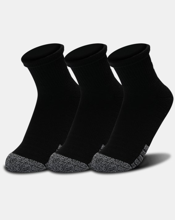 Lot de 3 paires de chaussettes HeatGear® Quarter unisexes, Black, pdpMainDesktop image number 0